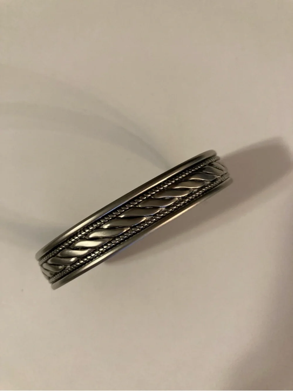 Braided Detail Silver-Tone Cuff Bracelet